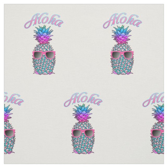 Colourful Pineapple Hawaiian Aloha Fabric (Swatch)