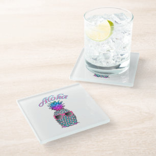 Colourful Pineapple Hawaiian Aloha Glass Coaster