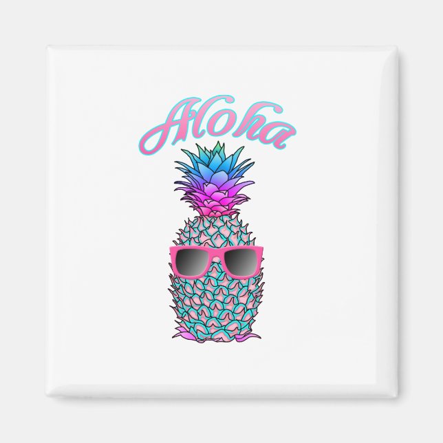Colourful Pineapple Hawaiian Aloha Magnet (Front)