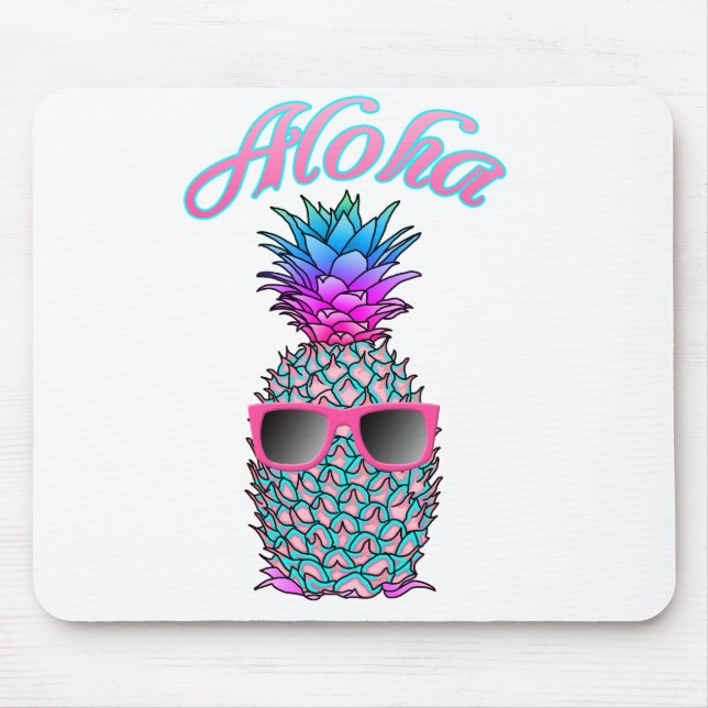 Colourful Pineapple Hawaiian Aloha Mouse Pad (Front)