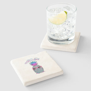 Colourful Pineapple Hawaiian Aloha Stone Coaster