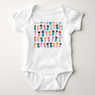 Colourful pineapple leaves, tropical doodle. baby bodysuit