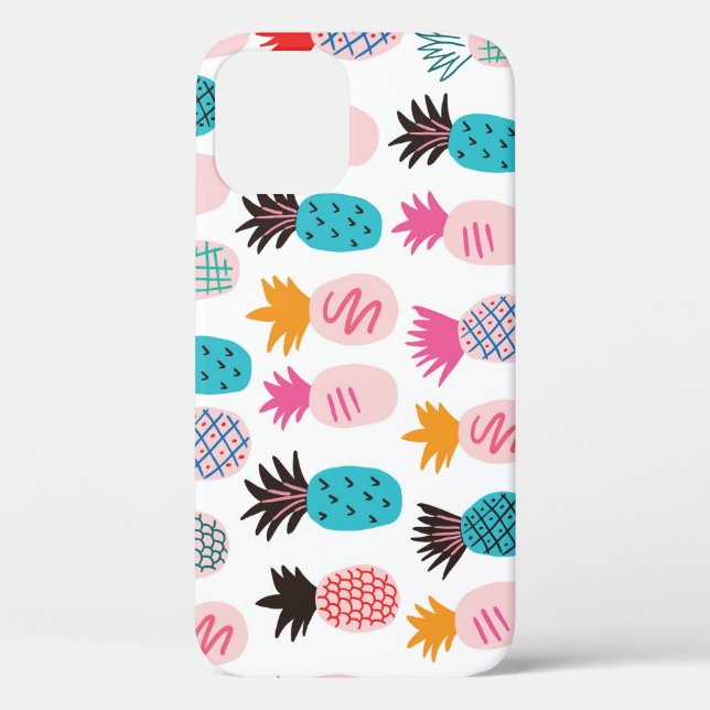 Colourful pineapple leaves, tropical doodle. Case-Mate iPhone case (Back)