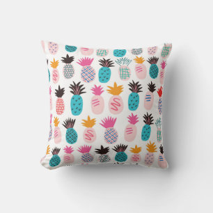 Colourful pineapple leaves, tropical doodle. cushion