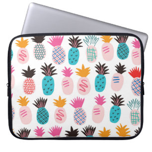 Colourful pineapple leaves, tropical doodle. laptop sleeve