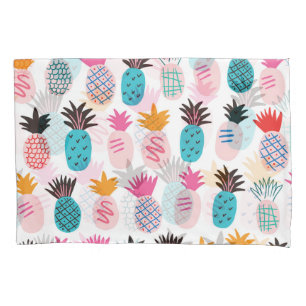 Colourful pineapple leaves, tropical doodle. pillowcase