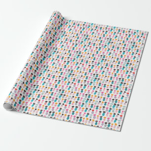 Colourful pineapple leaves, tropical doodle. wrapping paper