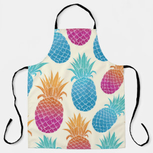 Colourful Pineapple Light Yellow Background Apron