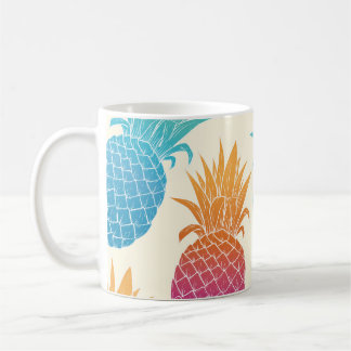 Colourful Pineapple Light Yellow Background Coffee Mug