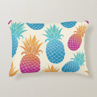 Colourful Pineapple Light Yellow Background Decorative Cushion