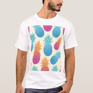 Colourful Pineapple Light Yellow Background T-Shirt