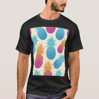 Colourful Pineapple Light Yellow Background T-Shirt