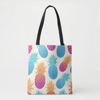 Colourful Pineapple Light Yellow Background Tote Bag