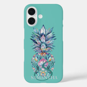 Colourful Pineapple Mint Green iPhone 16 Case