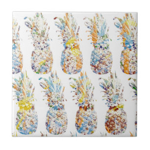 Colourful Pineapple Print Ceramic Tile