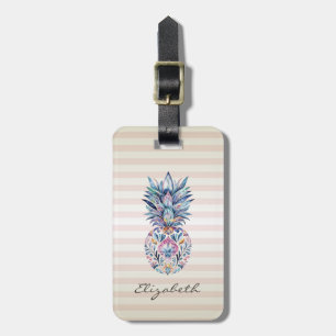 Colourful Pineapple ,Stripes Luggage Tag