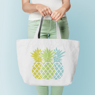 Colourful Pineapples Large Tote Bag