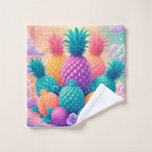 Colourful pineapples wash cloth