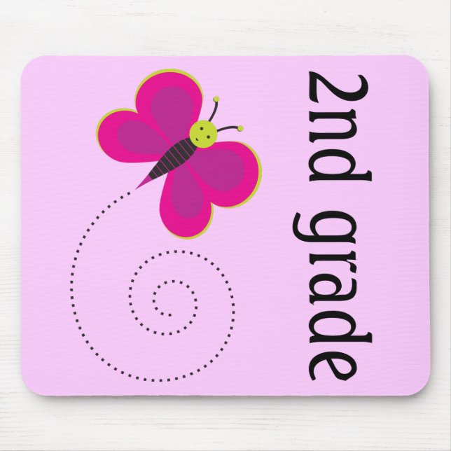Colourful Pink 2nd Grade Teacher Mousepad (Front)