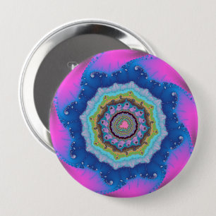 Colourful Pink and Blue Fractal 10 Cm Round Badge