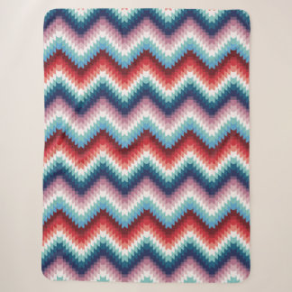 Colourful Pink and Blue Zigzag Geometric Pattern Sherpa Blanket