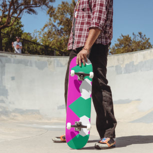 Colourful pink and green Abstract menimalist art Skateboard