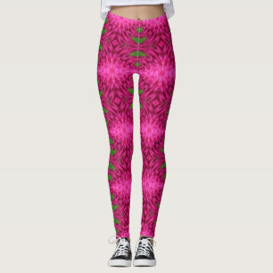 Colourful Pink and Green Abstract Pattern Leggings