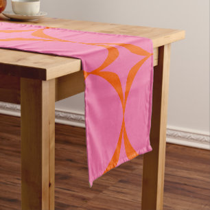 Colourful Pink and Orange Retro Mid Mod Pattern   Short Table Runner