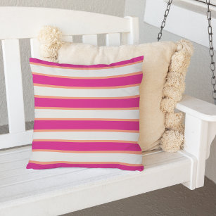 Colourful Pink and Orange Stripe Outdoor Cushion