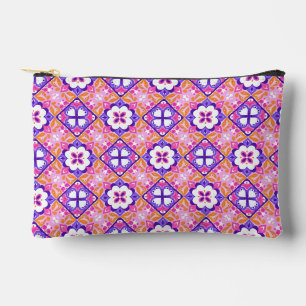 Colourful Pink and Purple Spanish-Style Tile Patte Accessory Pouch