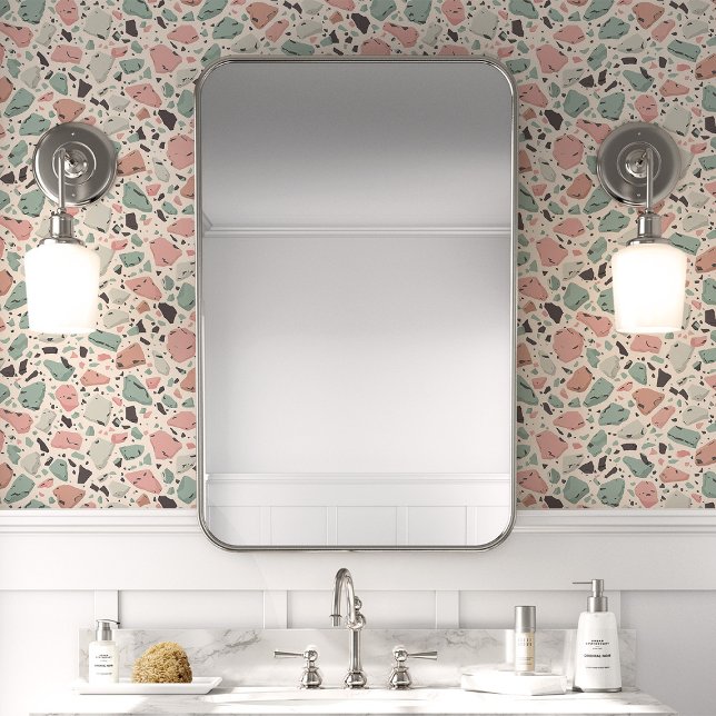 Colourful Pink And Teal Terrazzo  Wallpaper (Creator Uploaded)