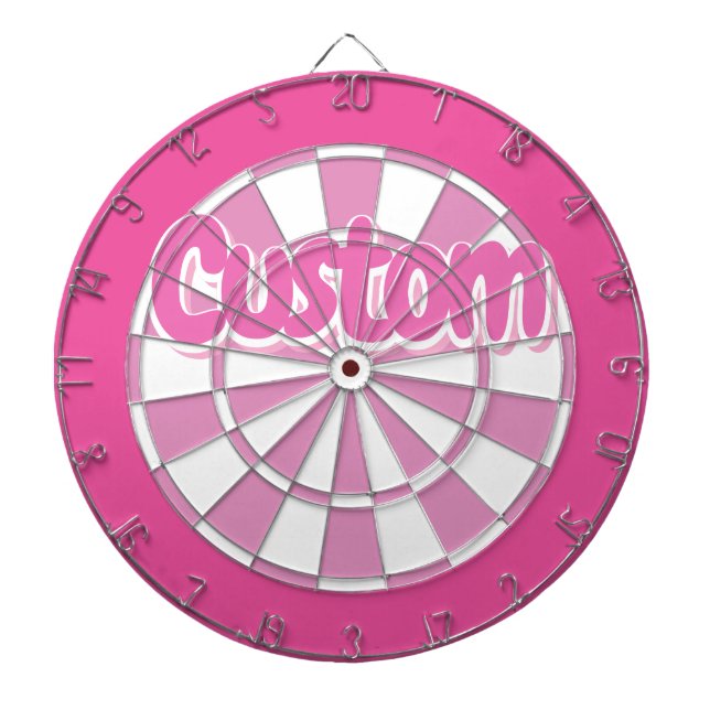 Colourful Pink and White Customisable Text Dartboard (Front)