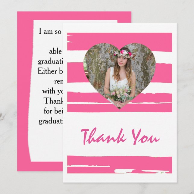 Colourful Pink and White Watercolor Photo Graduati Invitation (Front/Back)
