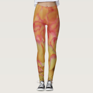 Colourful Pink and Yellow Carnation Flower Leggings
