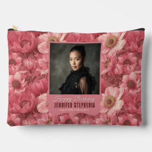 Colourful Pink Anemones Quinceañera Birthdays Accessory Pouch
