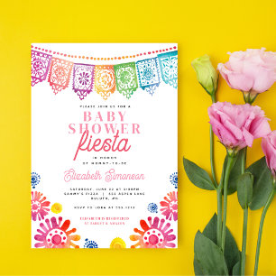 Colourful Pink Baby Shower Mexican Fiesta Invitation