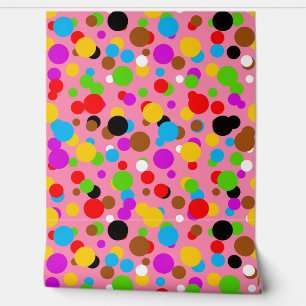 Colourful Pink Background Polka Dots Wallpaper