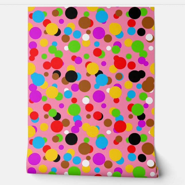 Colourful Pink Background Polka Dots Wallpaper (Unrolling)