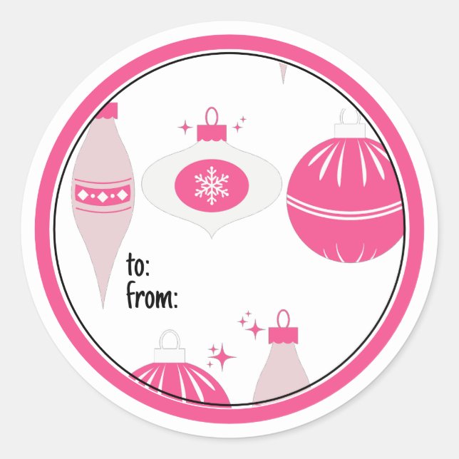 Colourful Pink & Black Christmas Stickers For Gift (Front)