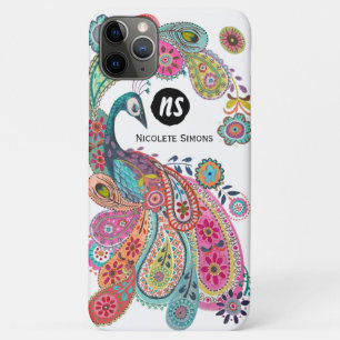 Colourful Pink Blue Bright Peacock Floral Paisley iPhone 11 Pro Max Case