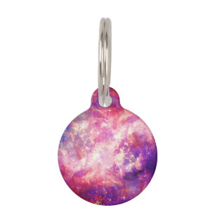 Colourful Pink & Blue Galaxy Nebula Pet Tag