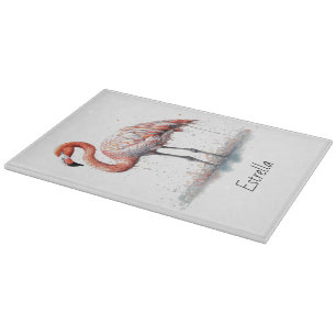 Colourful Pink Flamingo, customisable Cutting Board