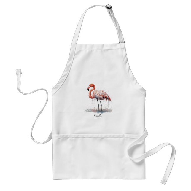 Colourful Pink Flamingo in Pointillism Style Standard Apron (Front)