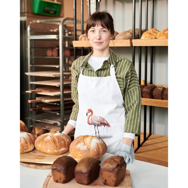 Colourful Pink Flamingo in Pointillism Style Standard Apron (Creator Uploaded)
