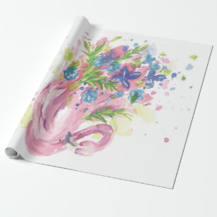 Colourful Pink Flamingo Print Art Lovers Wrapping Paper