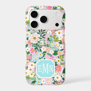 Colourful Pink Flower Garden Monogrammed