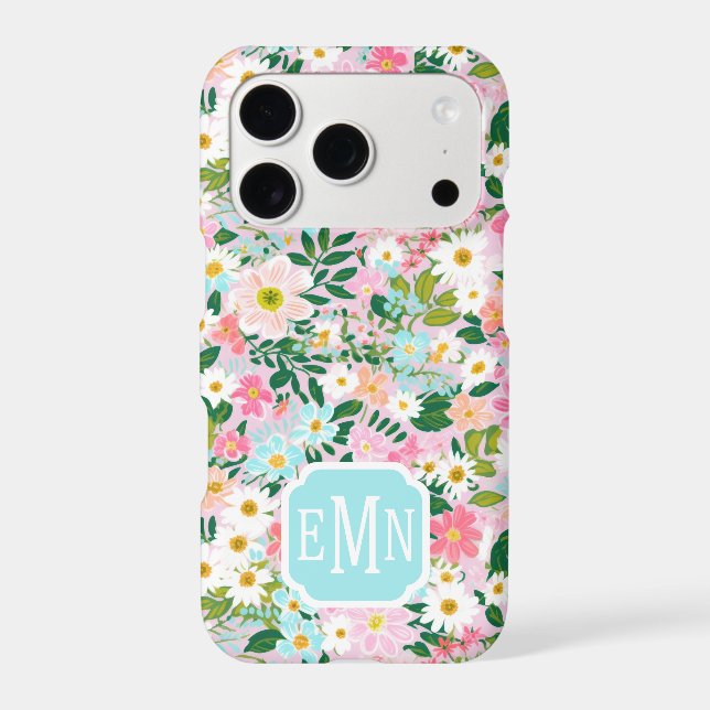 Colourful Pink Flower Garden Monogrammed (Back)