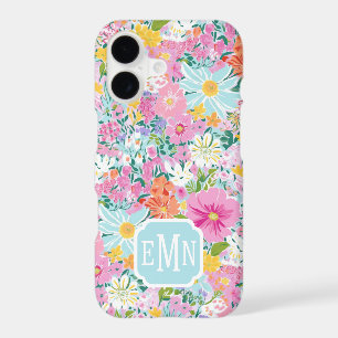 Colourful Pink Garden Monogrammed