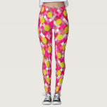 Colourful Pink Geometric Diamond Fun Pickleball Leggings<br><div class="desc">Take your game up a notch with these fun pickleball leggings featuring yellow pickleballs set against a background of pink and white diamonds outlined in faux gold. Great for everyday rec play, tournaments or just running around town.</div>