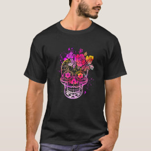 Colourful Pink Girls Kids Men Sugar Skull Day Of T T-Shirt